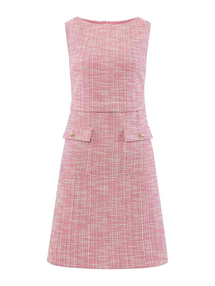 Hobemty Sleeveless Tweed Dress
